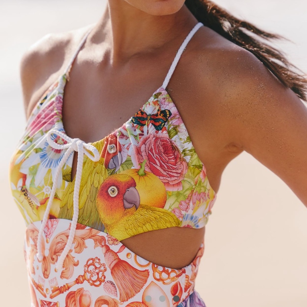 Anthro Celandine Emily Carter One Piece Swimsuit Vibrant Colors SIZE MED NEW - Picture 3 of 11